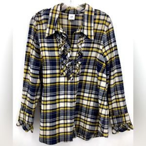 XL cabi Blue/Yellow Plaid Shirt